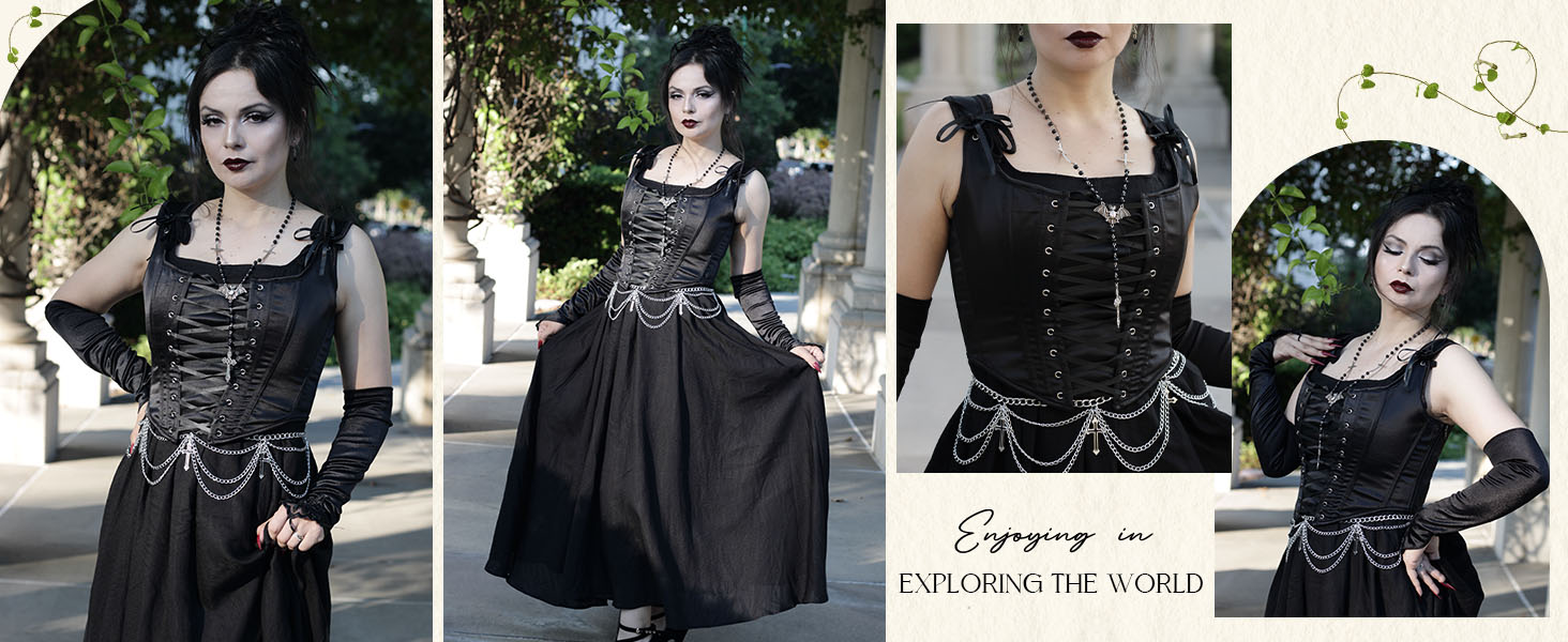 Корсет-жилет Steampunk SCARLET DARKNESS чорного кольору з мереживом, середньовічний стиль, розмір 38, жаккард