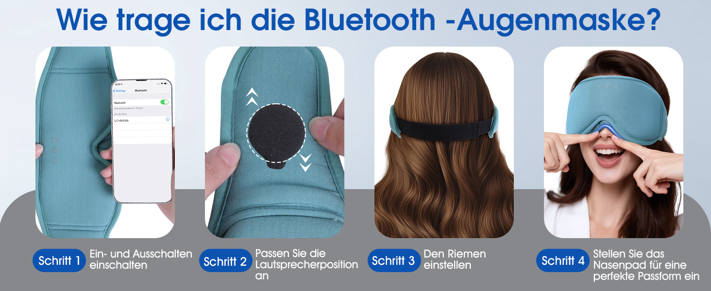 Bluetooth-маска для сну LC-dolida з ефектом повного затемнення, бамбукова бавовна, HiFi звук, Bluetooth 5.4, регульований ремінець, сіро-блакитна