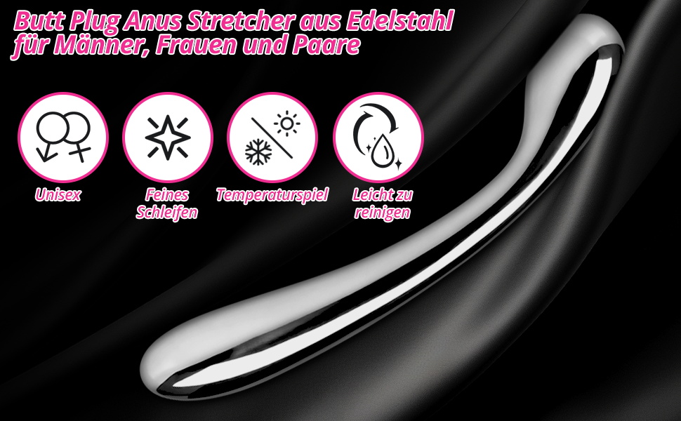 Анальний стимулятор Roluck з нержавіючої сталі - подвійний анальний плагін для чоловіків та жінок