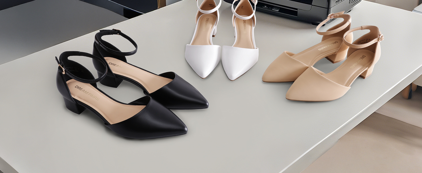 Жіночі туфлі-човники Dream Pairs на низьких підборах, білі, розмір 40.5 EU
