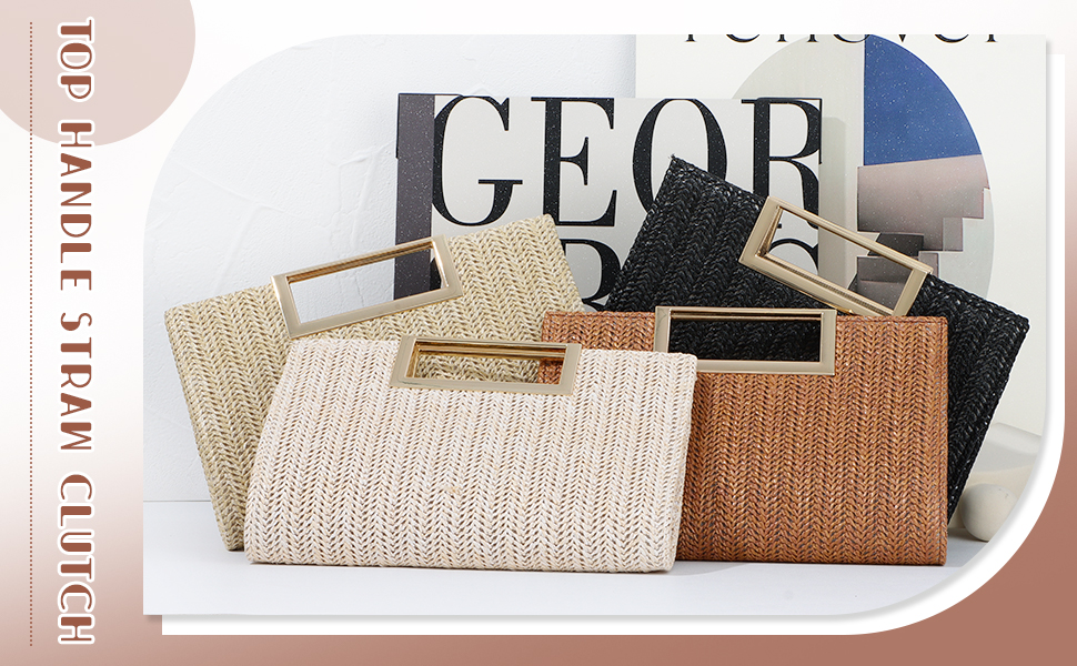 Жіночий соломий clutch-клатч EVEOUT: літня плетена сумка через плече для вечірок, весіль та відпустки, бежева