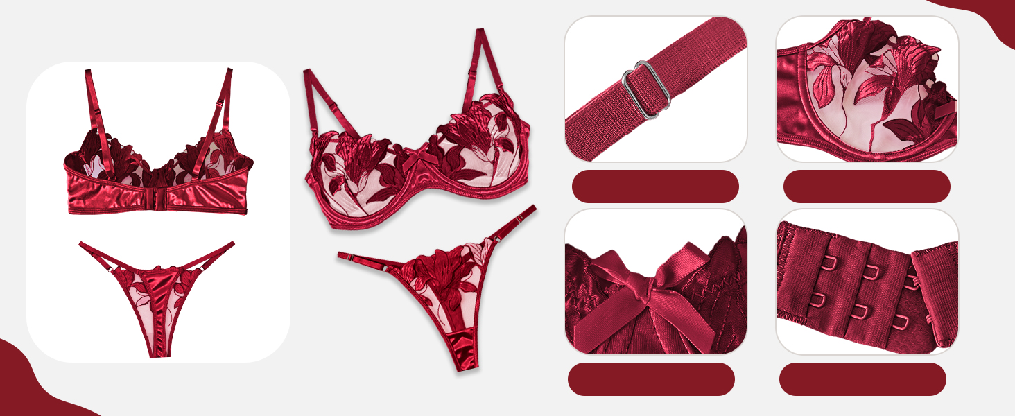 Panegy: Комплект бюстгальтера та трусиків, мереживний, push-up, білий (рожевий, S)