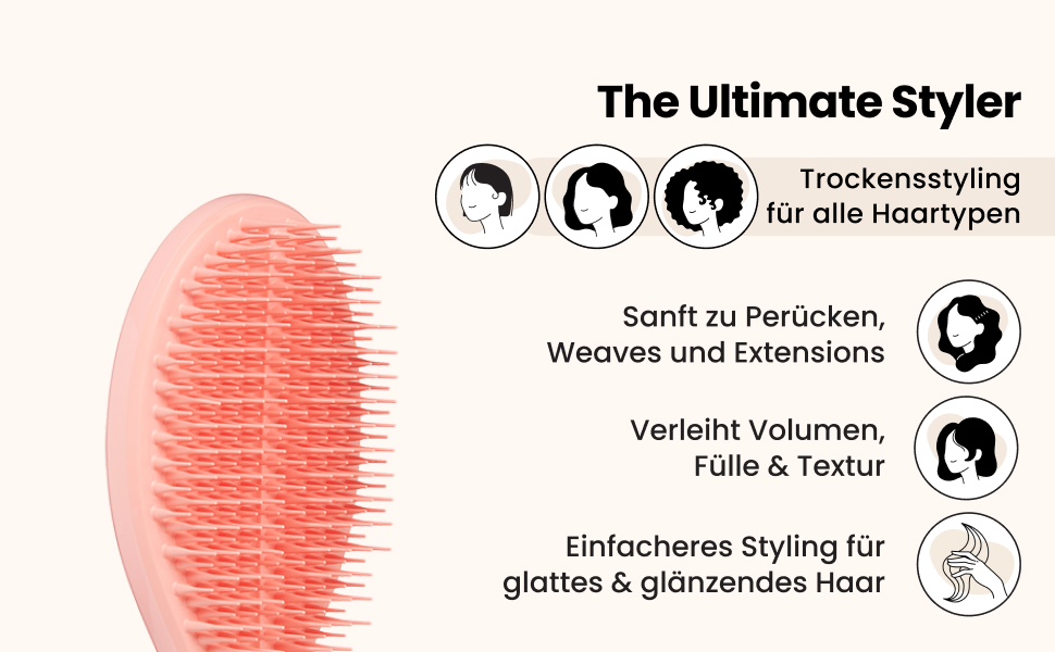 Щітка для волосся Tangle Teezer Ultimate Detangler для вологого та сухого волосся, розплутувальна щітка для густого, кучерявого та довгого волосся, колір Cappuccino