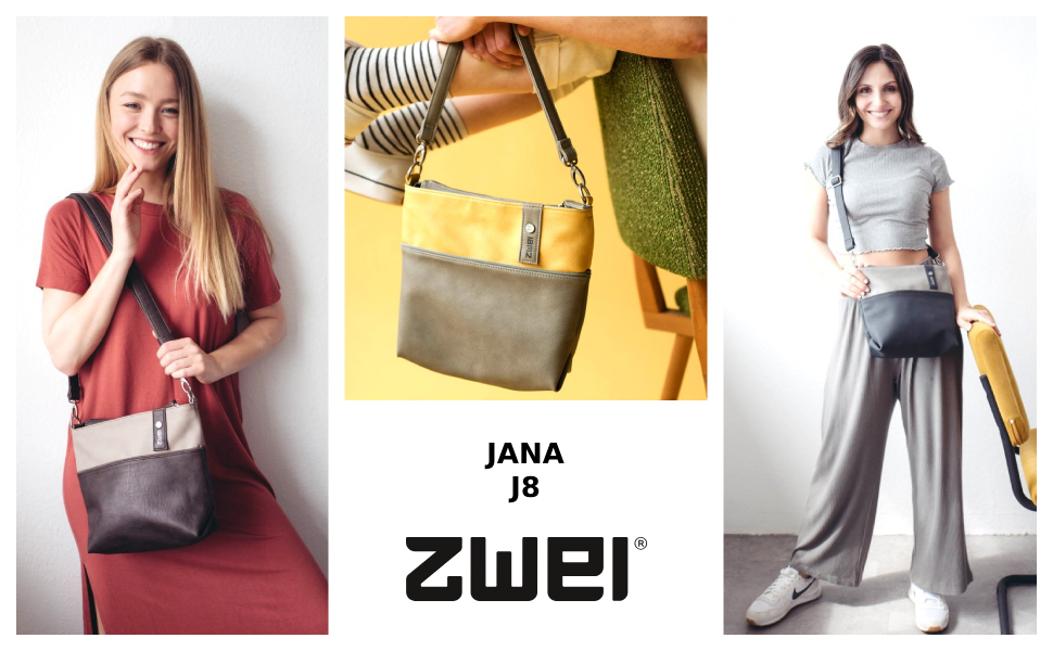 Жіноча сумка-кросбоді JANA J8 Bicolor Canvas-стиль, м'яка екошкіра, 3 літри, з двома знімними ременями (короткий та довгий), колір Sunny
