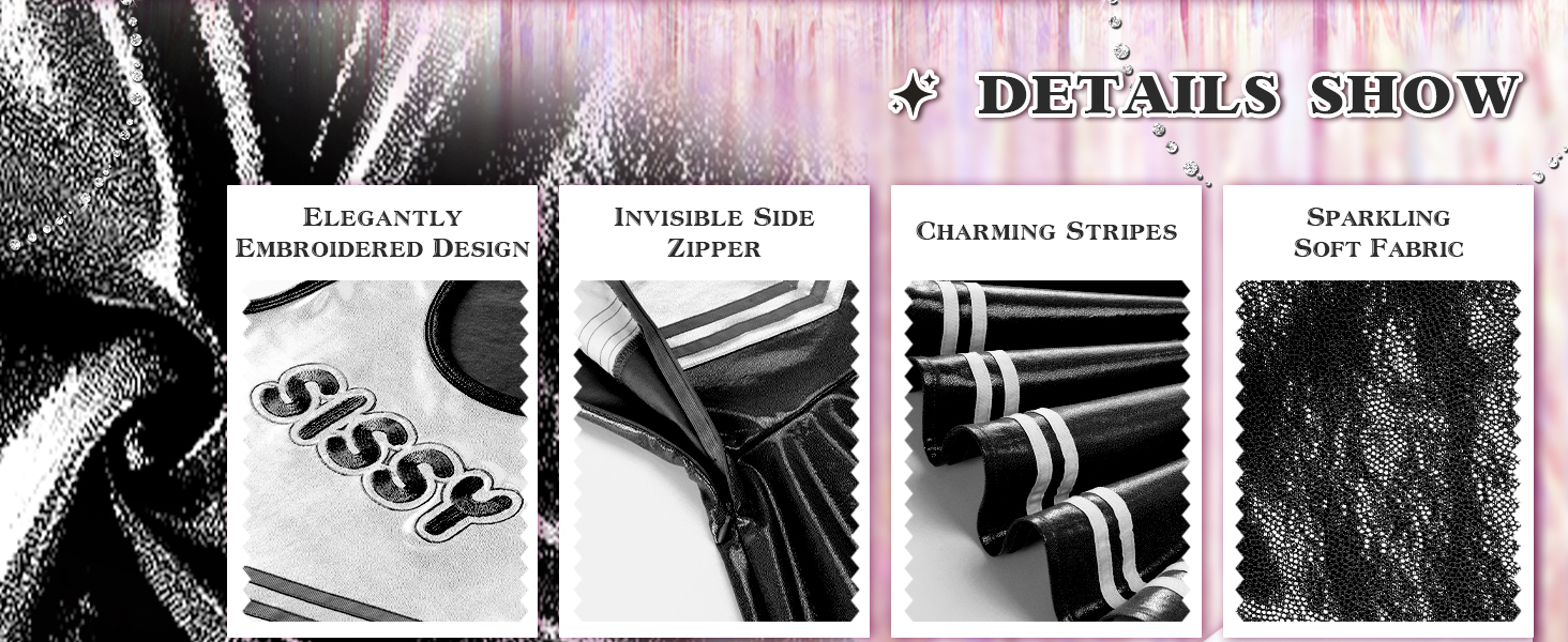 Комбінезон без рукавів LittleForBig для жінок, челідер, сісі, блискучий, металік, облягаючий, міні-сукня, рожевий/магента/чорний, 3XL