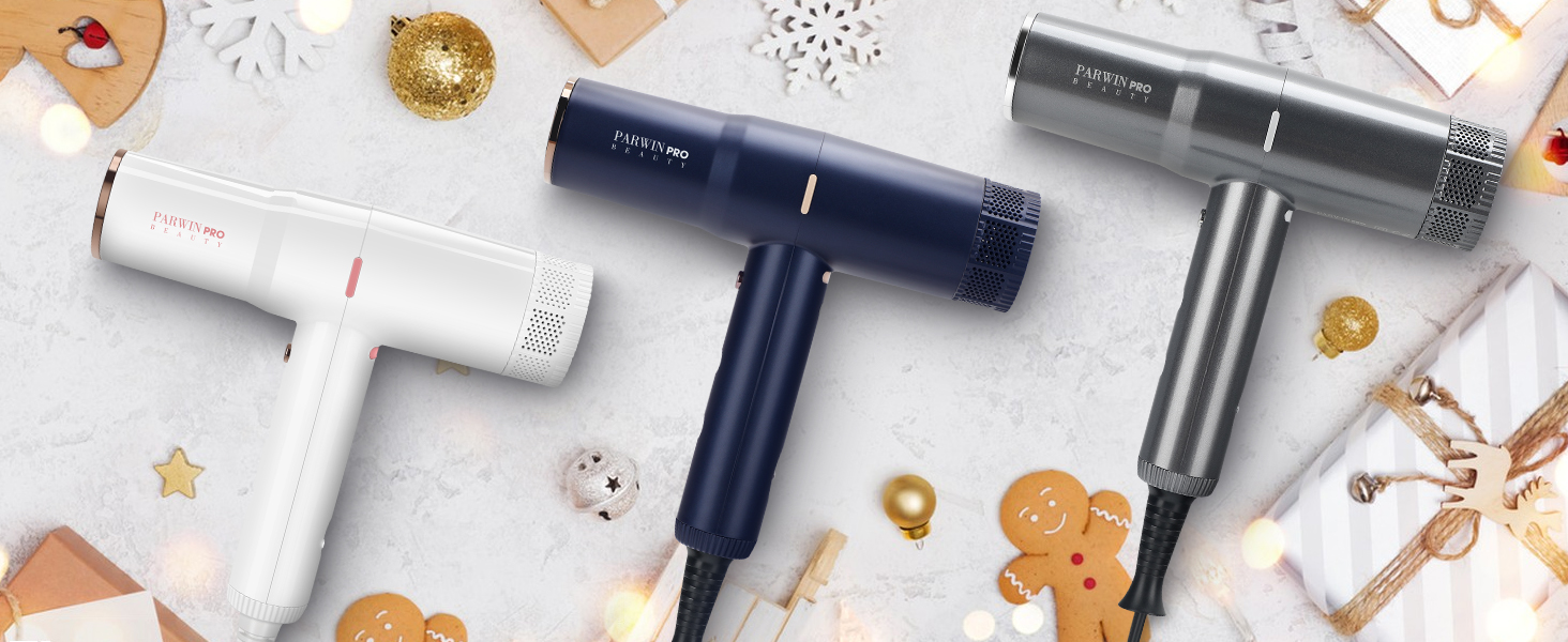 Професійний іонний фен для волосся PARWIN PRO BEAUTY: безщітковий мотор 110,000 RPM, магнітний дифузор, LCD-дисплей, низький рівень шуму, для дому та салонів (Rose Blue)