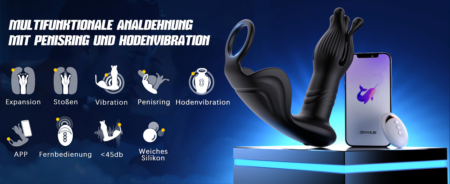 Анальні вібратори для чоловіків Soulour: стимуляція простати, 4 режими, анальний плагін з кільцем для пеніса та вібрацією мошонки, 9x9 режимів, преміум якість