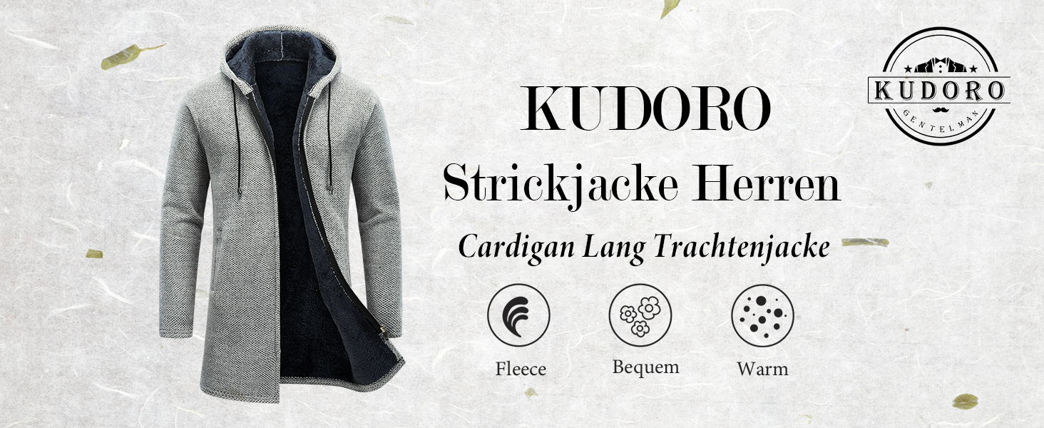 Чоловічий в'язаний кардиган KUDORO — довгий трикотажний жакет з капюшоном, світло-сірий, розмір L