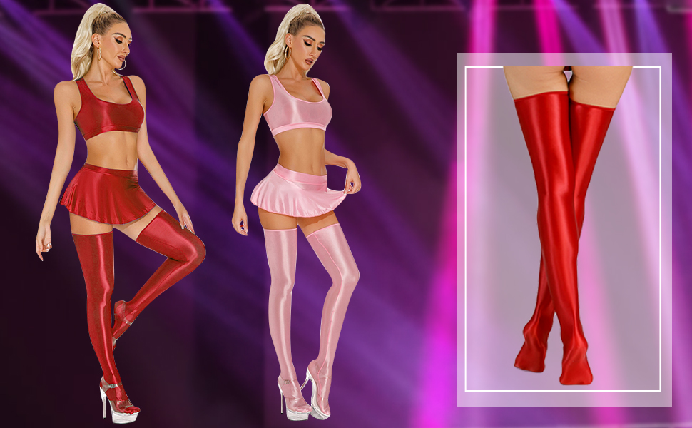 Чорні мереживні шкарпетки до коліна без шва для жінок Happy Cherry, антиковзаючі, еластичні