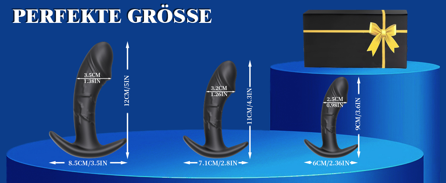 Анальний плагін (набір 3 шт) для жінок та чоловіків, силіконовий, T-подібна база - Dildo, секс-іграшка для початківців та досвідчених