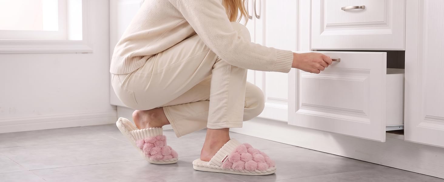 Жіночі зимові домашні капці з ефектом пам'яті (Memory Foam), теплі та м'які, персиково-рожеві, розмір 38.5/40 EU