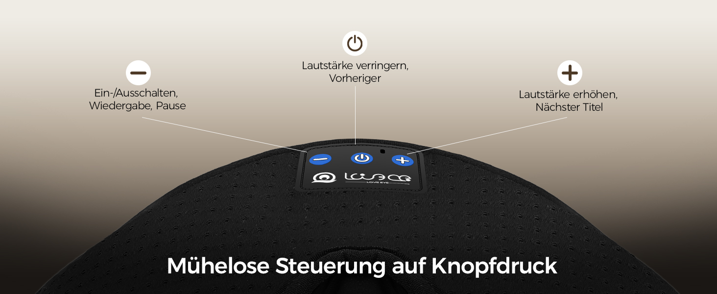 Bluetooth маска для сну LOVE EYE для тих, хто спить на боці, з ультратонкими навушниками, дихаюча бавовняна тканина, чорна