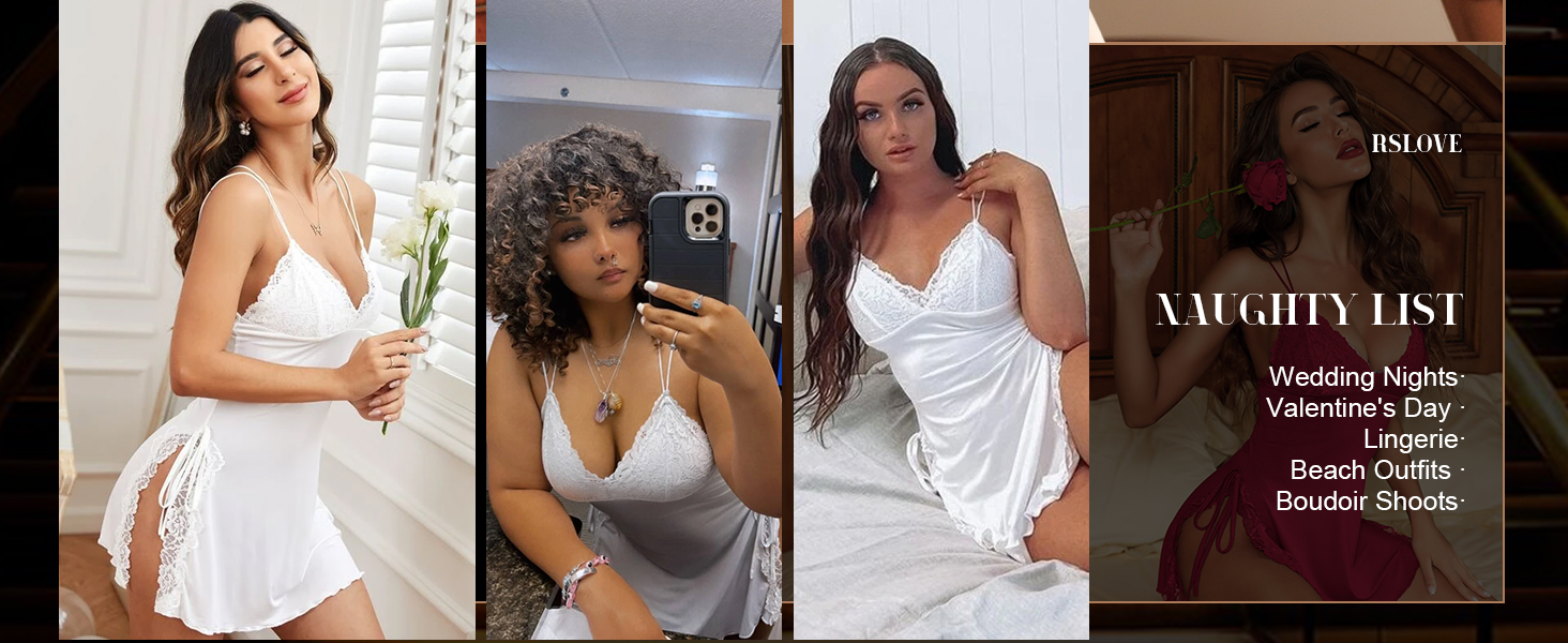 Еротична нічна сорочка Babydoll RSLOVE - чорна мереживна комбінація XXL