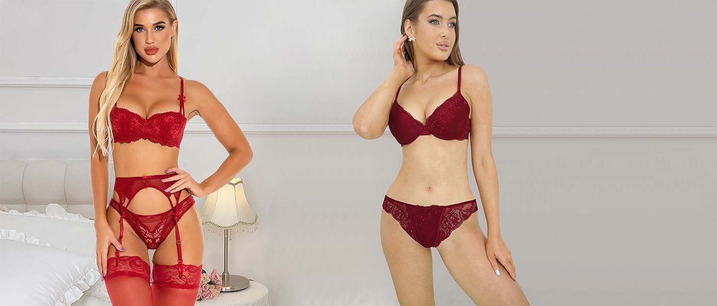 Сексуальний комплект білизни Bluewhalebaby: бюстгальтер push-up та труси з мережива (глітч та панчохи опціонально), 70A