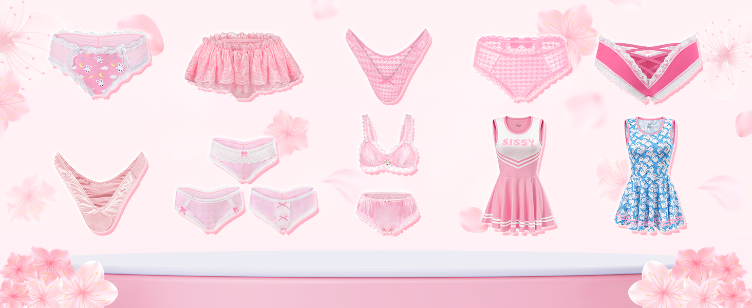 Танга LittleForBig Uniex Hipter lip Meh Blume для трансгендерів (Рожевий, 4XL)