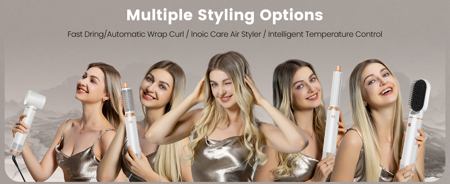 Набір стайлер для волосся 5 в 1 Haarstyler 1000W: фен, круглі щітки, вирівнювач та керлер для всіх типів волосся (чорний)
