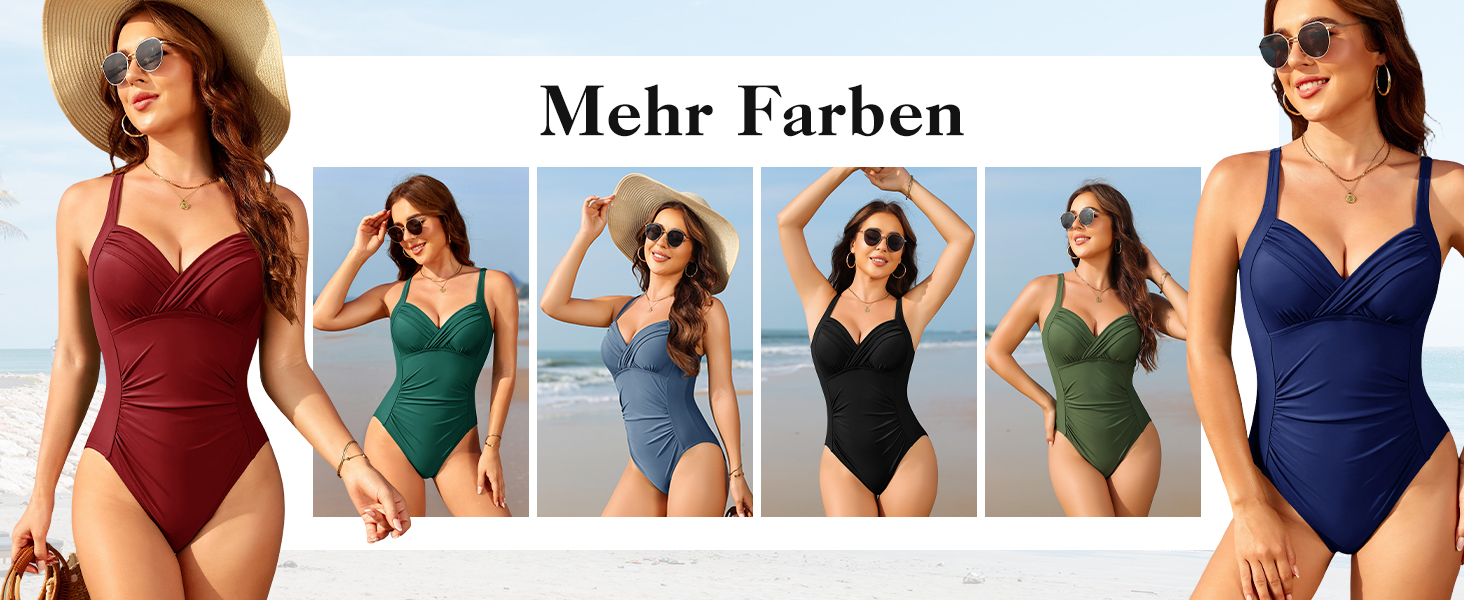 Чоловічий купальник Badeanzug Damen Bauchweg Figurformend Sexy V-Ausschnitt One Piece Swimsuit Verstellbare Schultergurte Seitentaille mit Farbblock Schwimmanzug Schwarz L