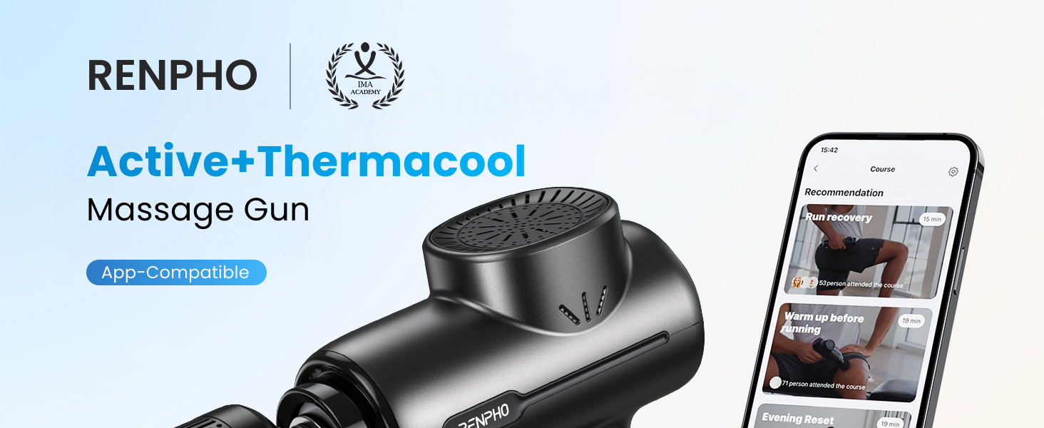 Перкусійний масажер RENPHO Thermacool для м'язів, масажна пістолет 3200 об/хв, акумулятор 2500mAh, USB-C, чорний