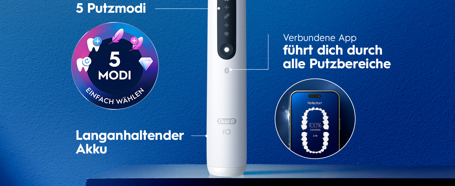 Електрична зубна щітка Oral-B iO Series 5, чорна — 5 режимів чищення, насадка Quite White, дорожній футляр