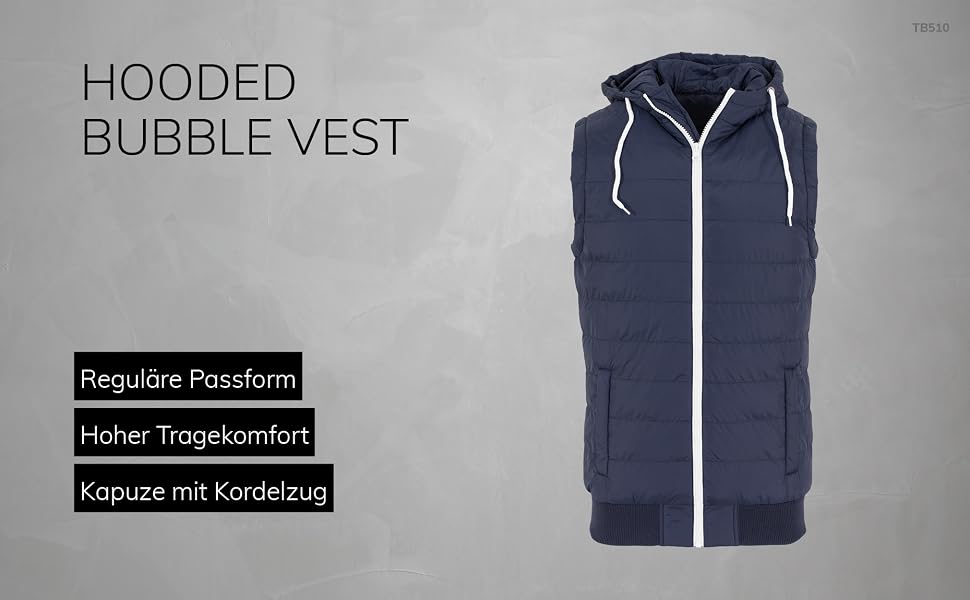 Чоловічий жилет Urban Classics Sma Bubbe з капюшоном, чорний, стиль streetwear (XXL)
