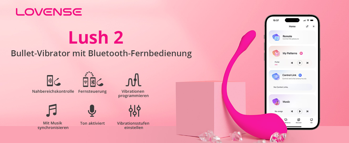 Lovense Lush 2 - вібратор для жінок, набір з 1000+ режимів, Bluetooth, дискретний та тихий, для подорожей та особистого використання