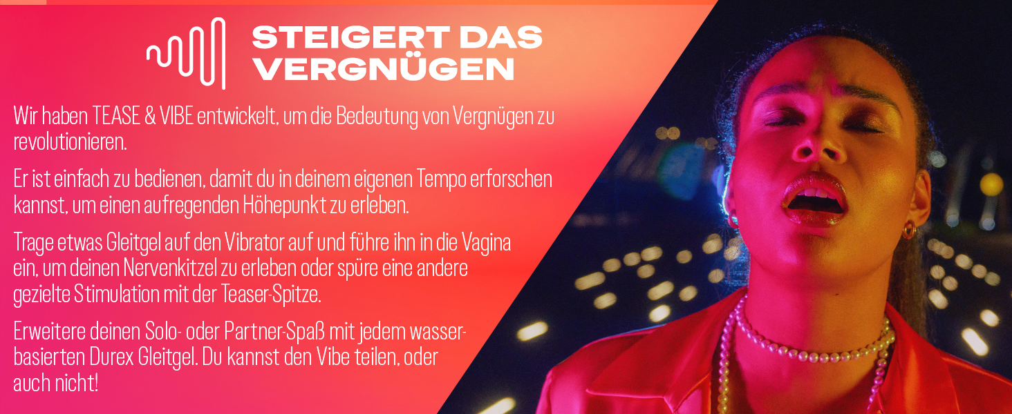 Вібратор Durex Tease & Vibe 2-в-1 з тезером - секс-іграшка для жінок, чоловіків та пар, 7 режимів вібрації, USB-зарядка, водонепроникний