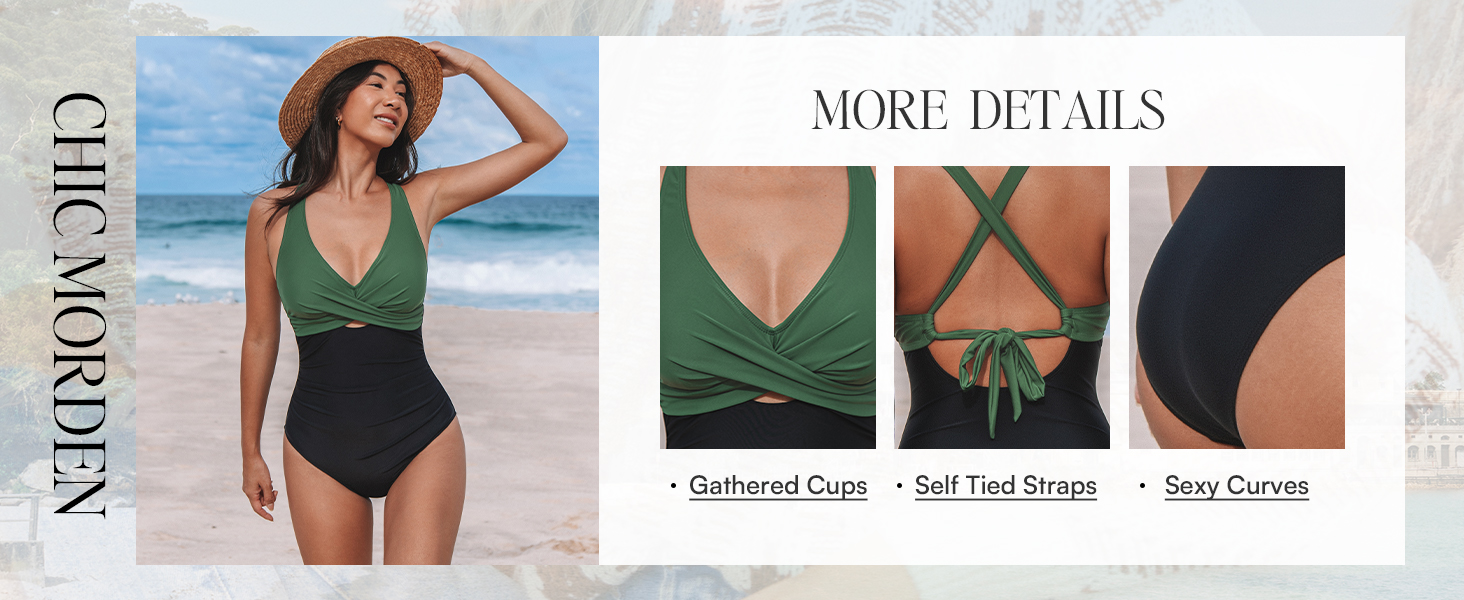 Купальник CUPSHE з запахом, V-подібний виріз, декоративні вирізи, корегуючий ефект, чорний/леопард