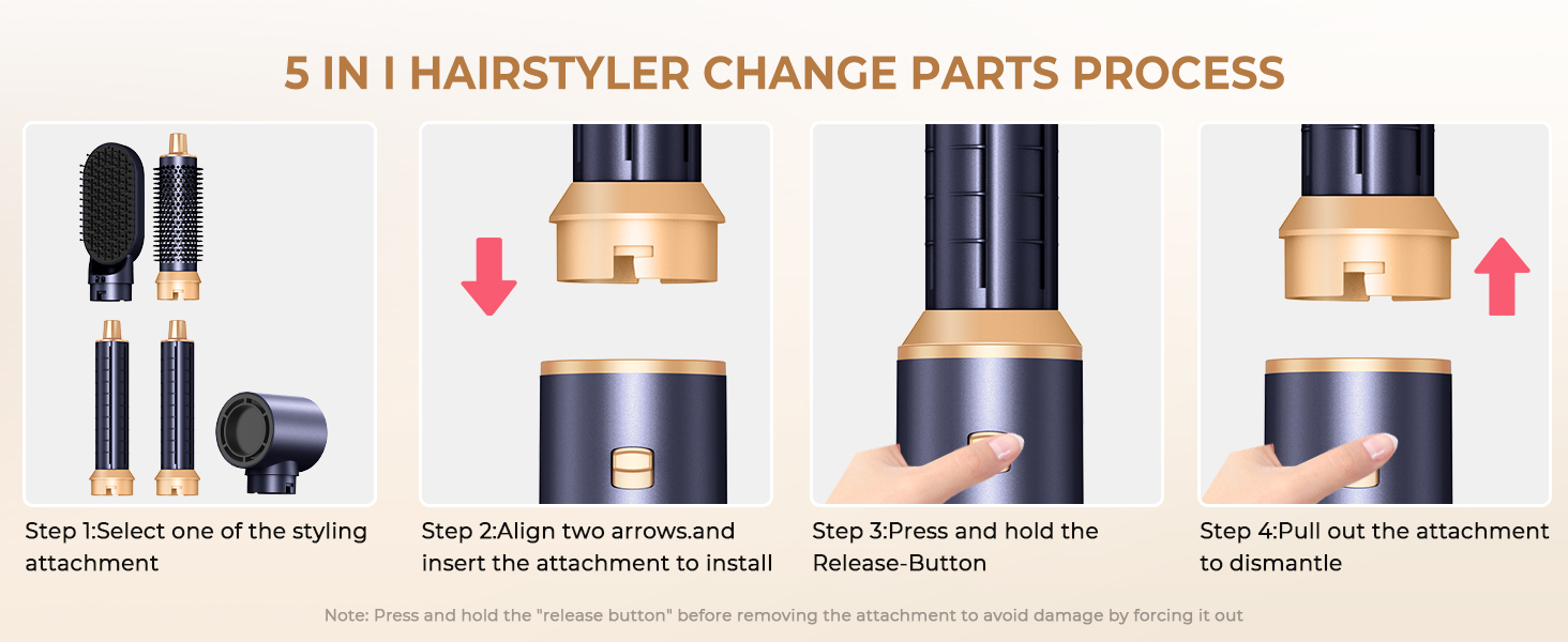 Мультистайлер для волосся 5 в 1 UKLISS Airstyler: фен, вирівнювач, гофре та круглі щітки для укладки, чорний з синім