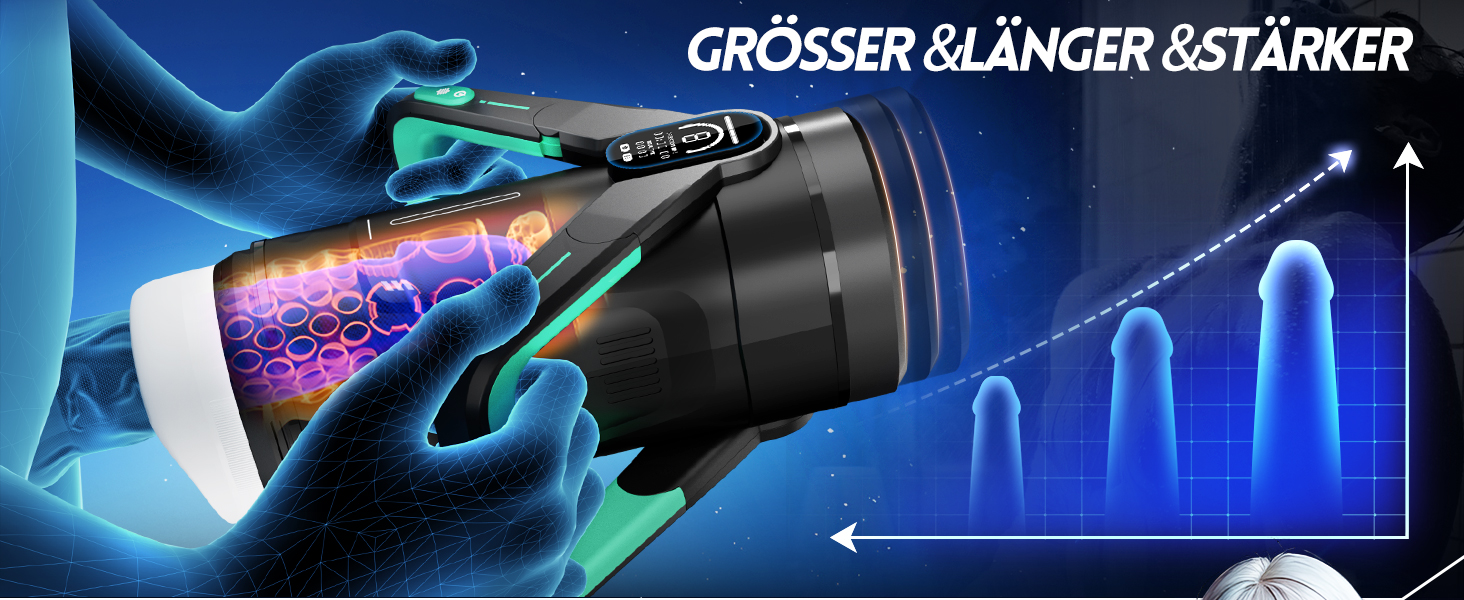 Інтимна іграшка для чоловіків Eanatoys Masturbieren з 9 вібраціями, телескопічною функцією та LCD-дисплеєм (зелена)