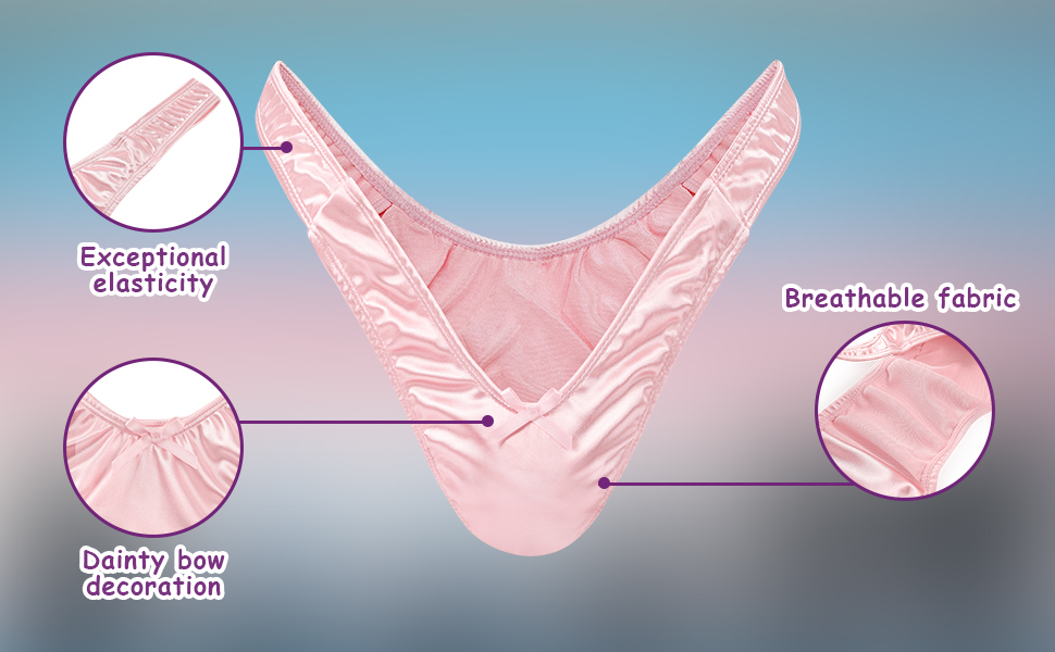 Танга-шорти LittleForBig з прихованим гафелем, гладкі шовкові, чорні - для кросдресерів та трансгендерних осіб