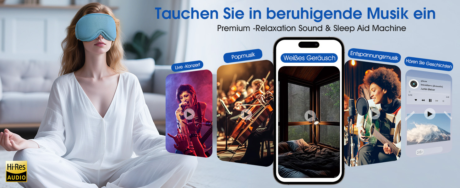 Bluetooth-маска для сну LC-dolida з ефектом повного затемнення, бамбукова бавовна, HiFi звук, Bluetooth 5.4, регульований ремінець, сіро-блакитна
