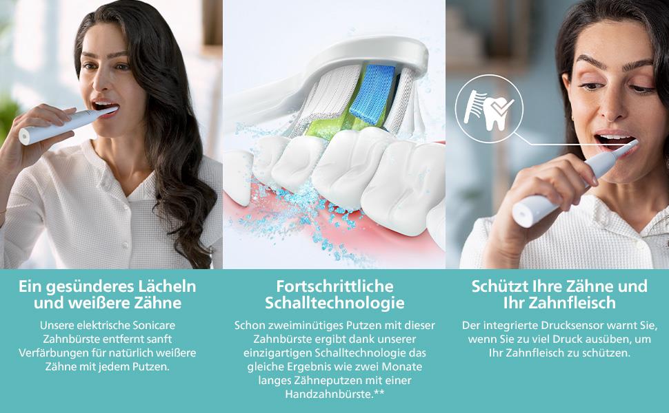 Електрична сонічна зубна щітка Philips Sonicare 4100 (HX3683/33) для дорослих, біла, з насадкою Optimal White, дорожнім футляром та USB-зарядним пристроєм