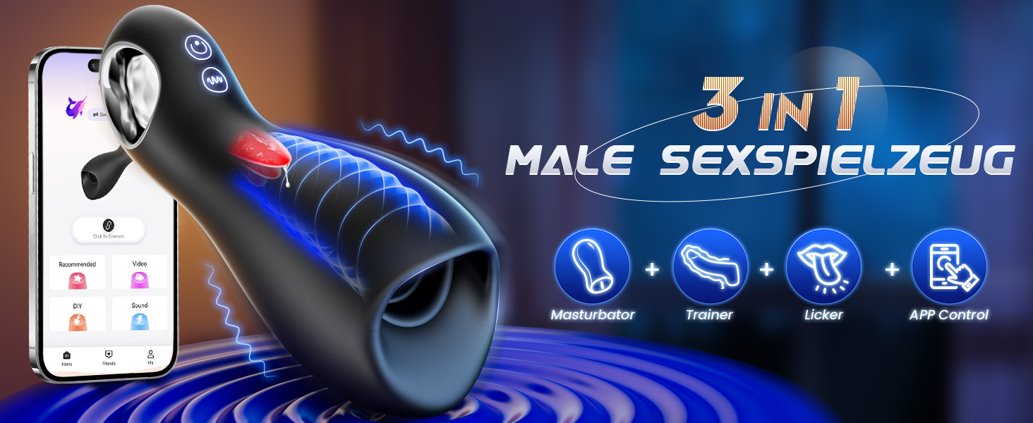 Електричний мастурбатор для чоловіків 3-в-1 з 10 режимами вібрації та 5 режимами лизання. Мастурбатор з кільцем, 360° обертання. Інтимні іграшки для чоловіків