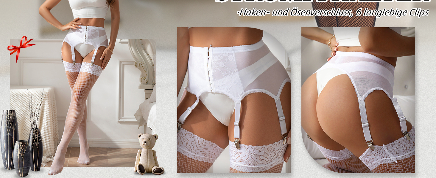 Гіртер (стрінг) з широким поясом Comeondear для жінок, розмір M-L, чорний. Комплект спідньої білизни з мереживом, 6 регульованих кліпсів, для пишних жінок, висока талія.