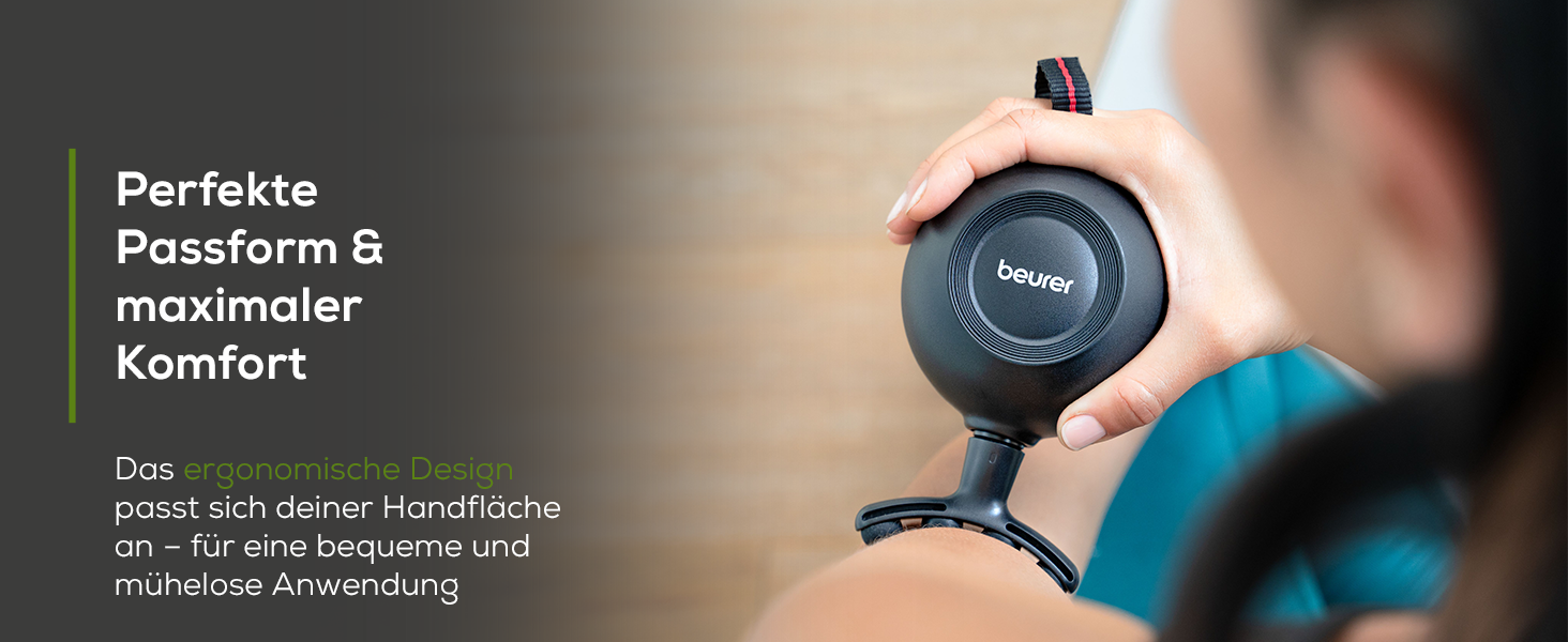Перкусійний масажер Beurer MG 185 Massagepistole: масажний пістолет з 5 насадками, 9 рівнями інтенсивності та акумулятором для глибокого розслаблення м'язів