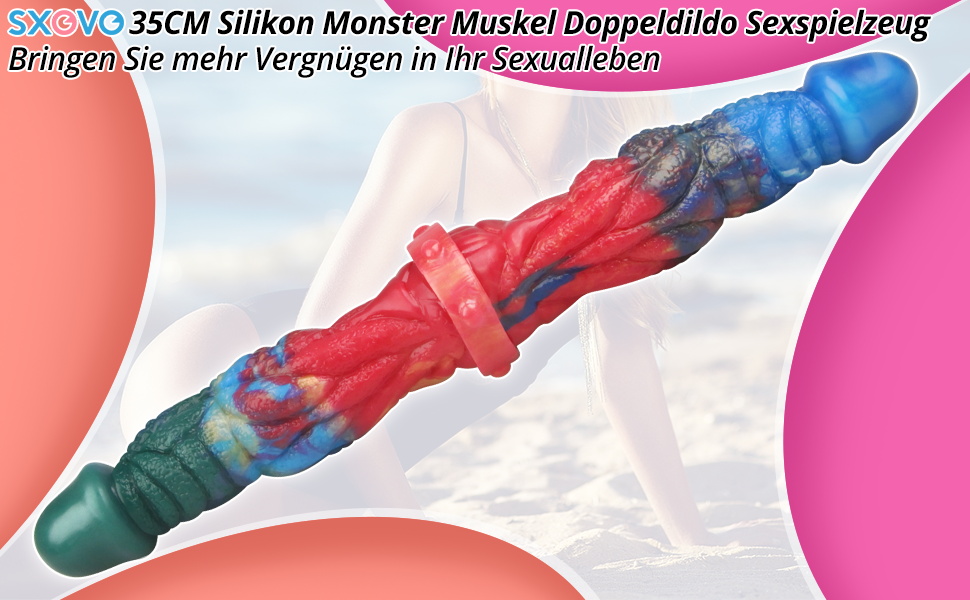 SXOVO Doppeldildo з сильною мускулатурою - великий, м'який, подвійний дилда для масажу G-точки та стимуляції простати. Іграшка для дорослих для жінок, чоловіків та пар.