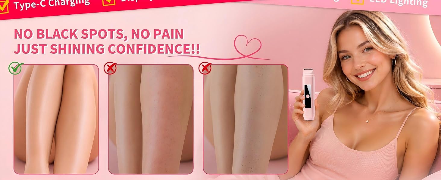 Електричний тример та бритва для жінок 2-в-1 для обличчя, тіла та бікіні-зони, бездротовий жіночий епілятор для ніг та пахв (Рожевий)