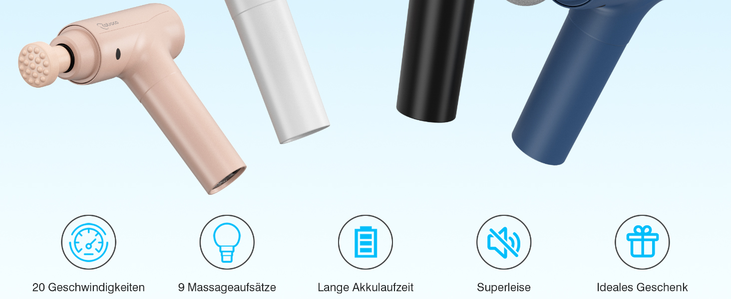 Перкусійний масажер Massage Gun з LED-дисплеєм, електричний масажний пістолет для м'язів (20 швидкостей, 9 насадок), сірий