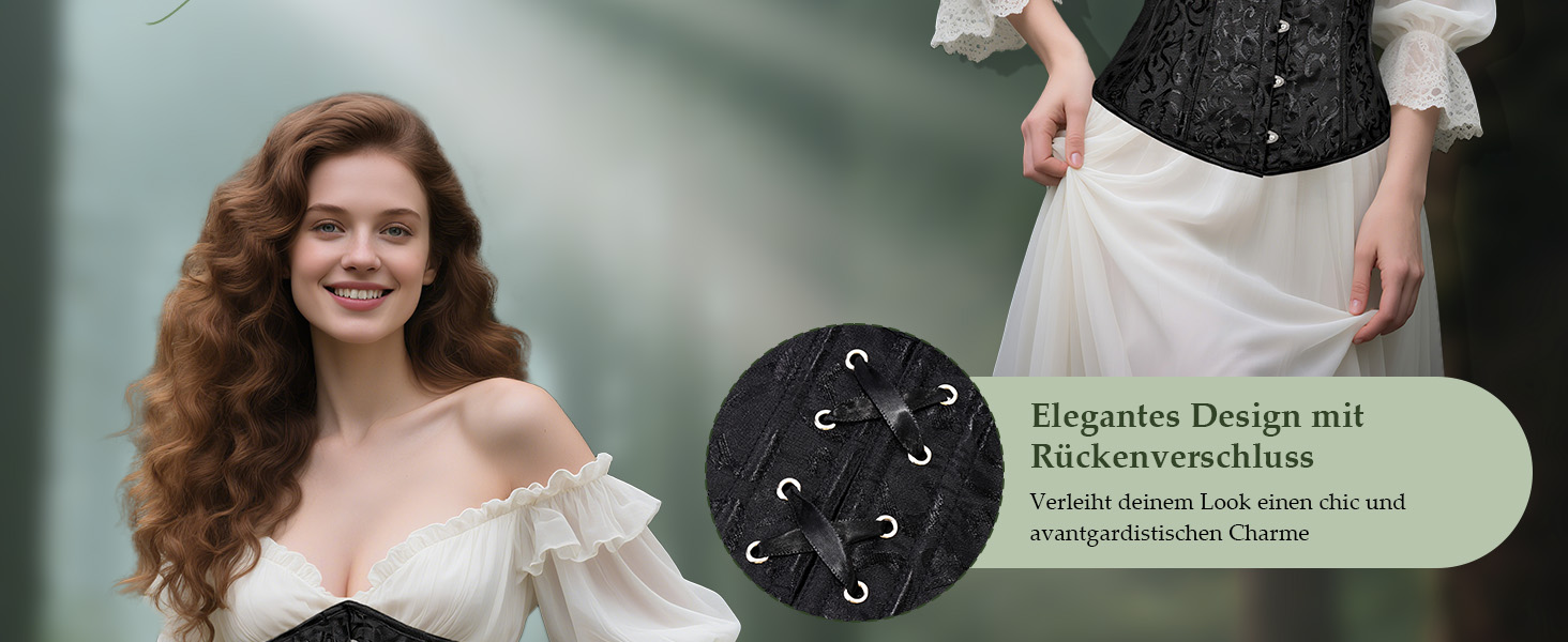 Корсет TRIWORKS для жінок: корсаж, бюстгальтер, сатиновий корсет з шнурівкою, стегновий фіксатор для Хелловіну та карнавалу, XS-XXL, коричневий