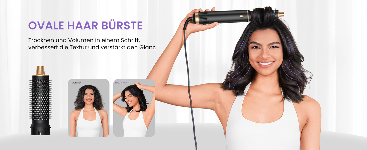 Мультистайлер для волосся 5 в 1 MogaWave Airstyler Pro 1000W: фен-щітка, плойка для локонів, об'ємний стайлер з іонізацією, чорний