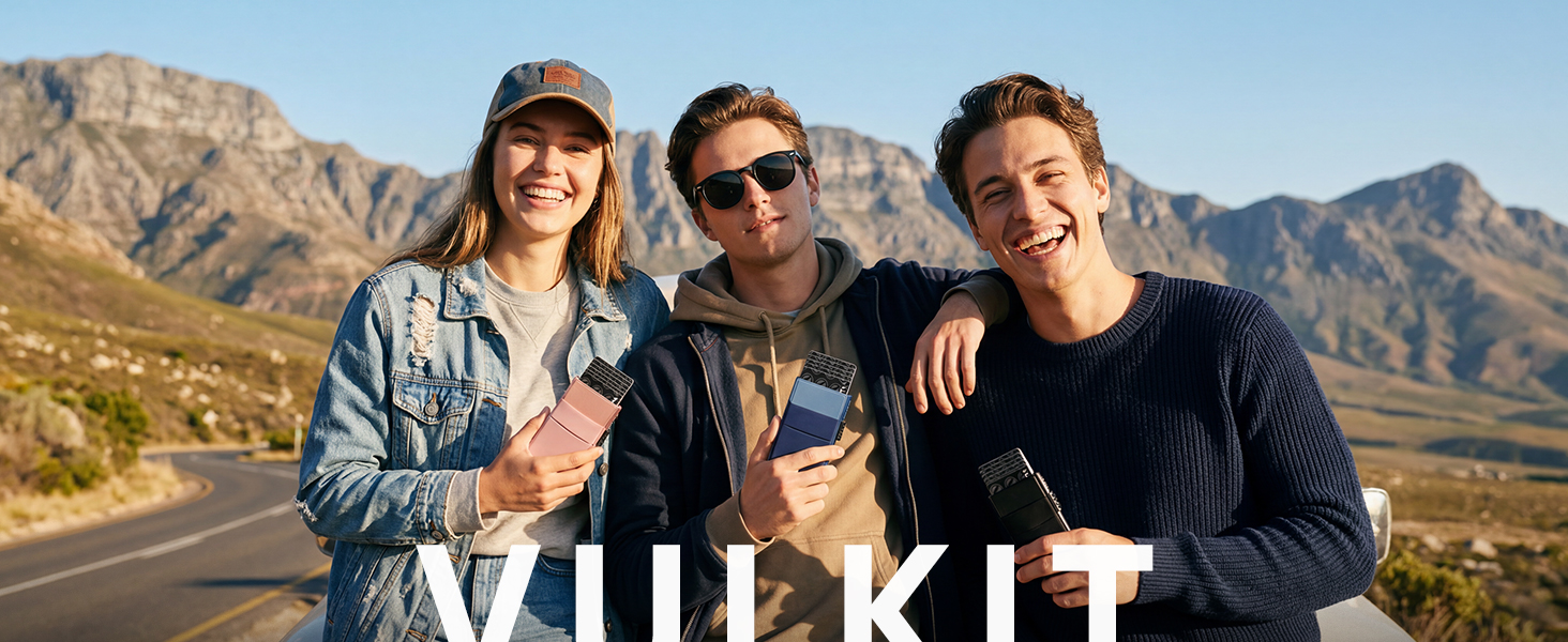 Стильний металевий гаманець для карток VULKIT з RFID-захистом, EDC-відсіками та вікном для ID, темно-синій