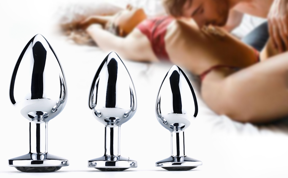 Набір анальних пробок Klein Medium Groß Metall з кристалами та діамантами (чорний)