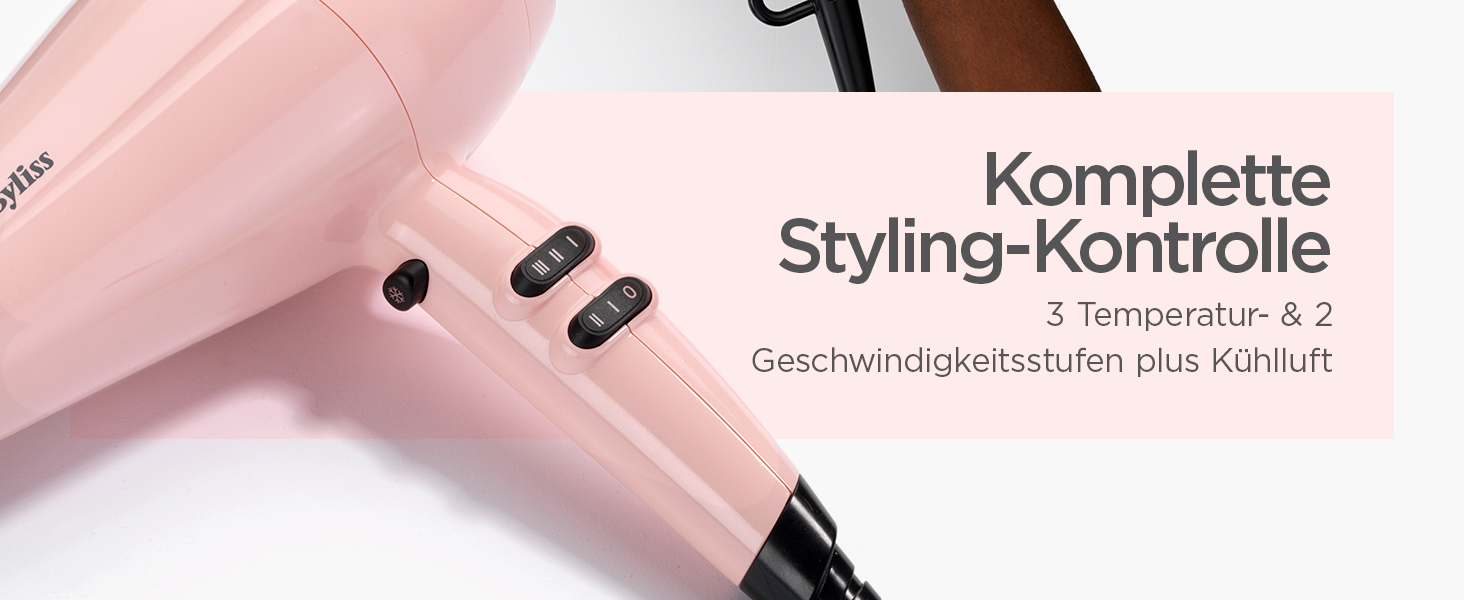 Фен для волосся BaByliss Rose Blush 5337PRE, 2200 Вт, з іонною технологією, 3 температурні та 2 швидкісні режими, рожевий