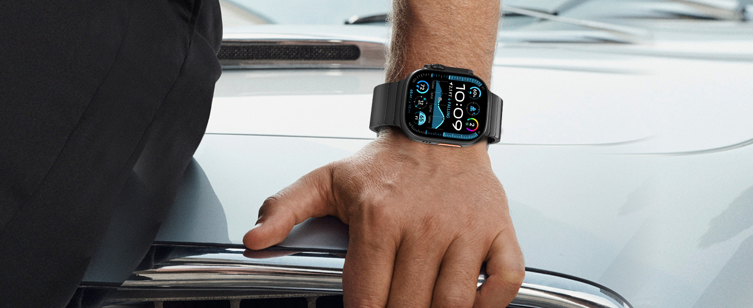 Металевий ремінець CHANCHY для Apple Watch Ultra 3/2/1, Series 11/10/9/8/7/6/5/4/3/2/1, SE — сталевий браслет (чорний, 42/44/45/46/49 мм)