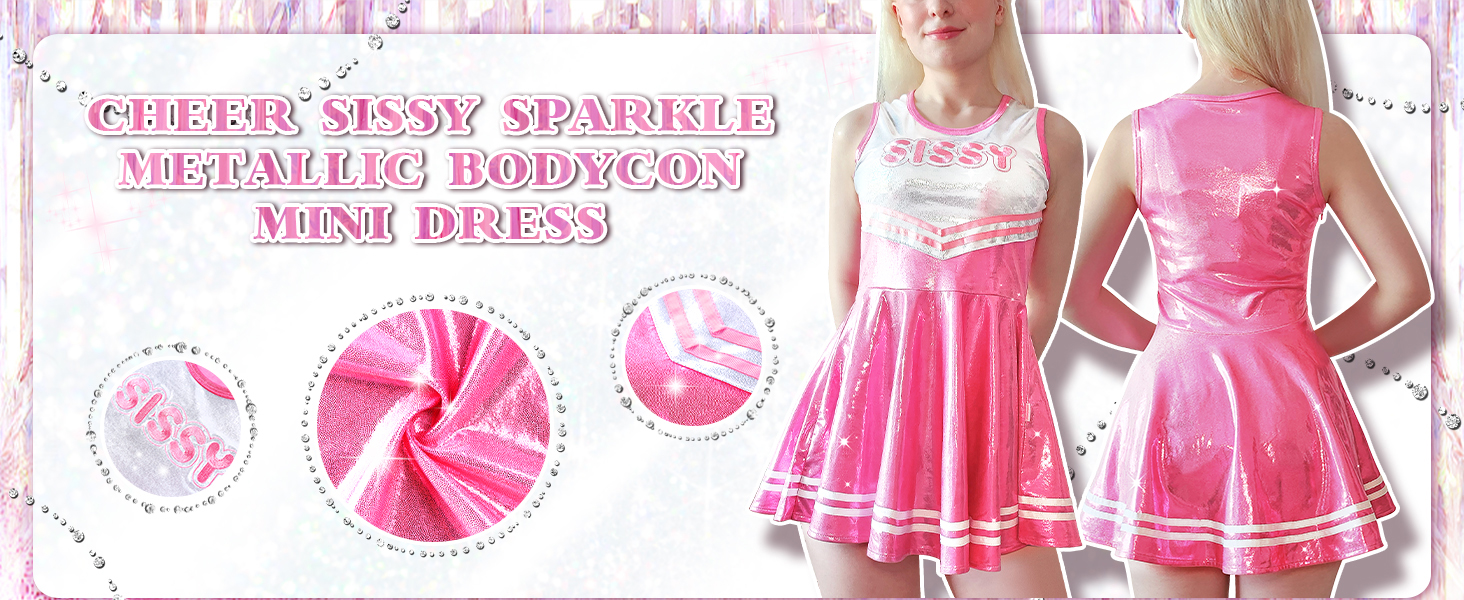 Комбінезон без рукавів LittleForBig для жінок, стилі челіст, сісі, блискучий металік, облягаючий міні-плаття рожевого/пурпурного кольору (рожевий, XS)