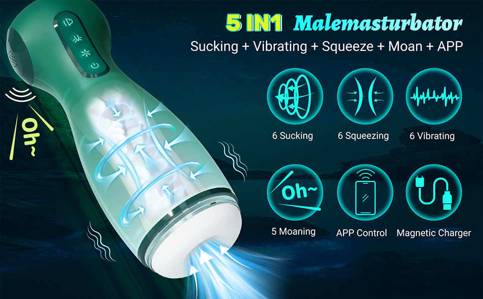 Вібратор для чоловіків з 9 вібраціями та функцією всмоктування, керування через додаток, LZYLWC