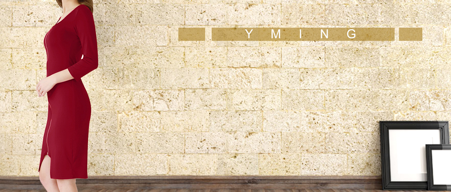 Чорна сукня YMING з відкритим спиною, на блискавці, облягаюча, міді, з довгим рукавом