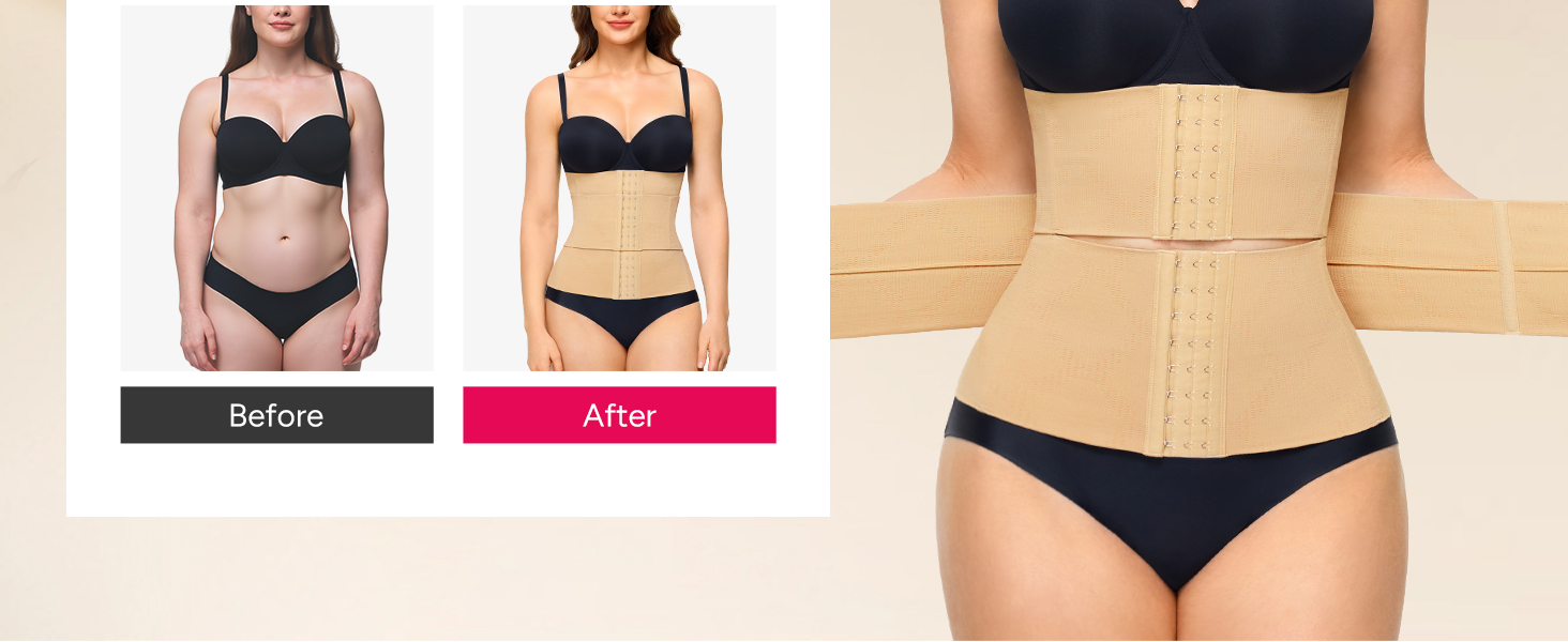 Коригуючий корсет для жінок KUMAYES Waist Trainer — моделюючий одяг для талії та живота, бежевий