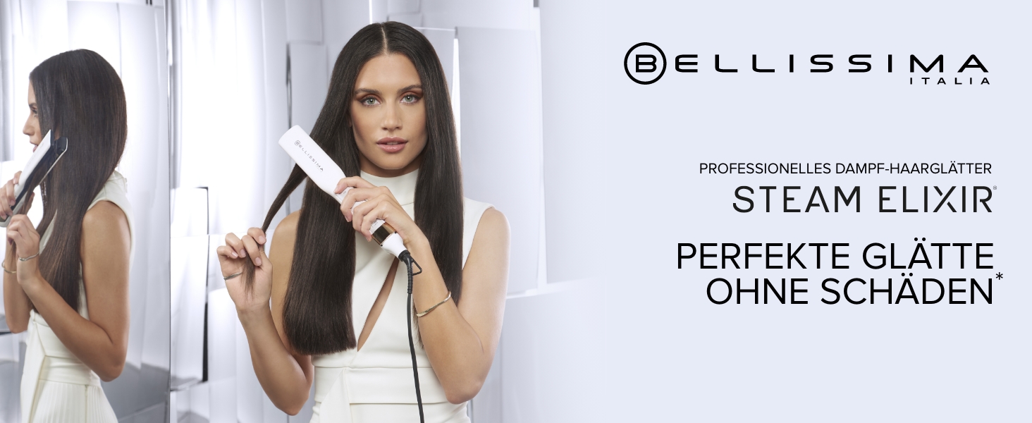 Парова праска для волосся Bellissima Steam Elixir з керамічним покриттям та аргановою олією, 4 режими температури, з термостійким килимком