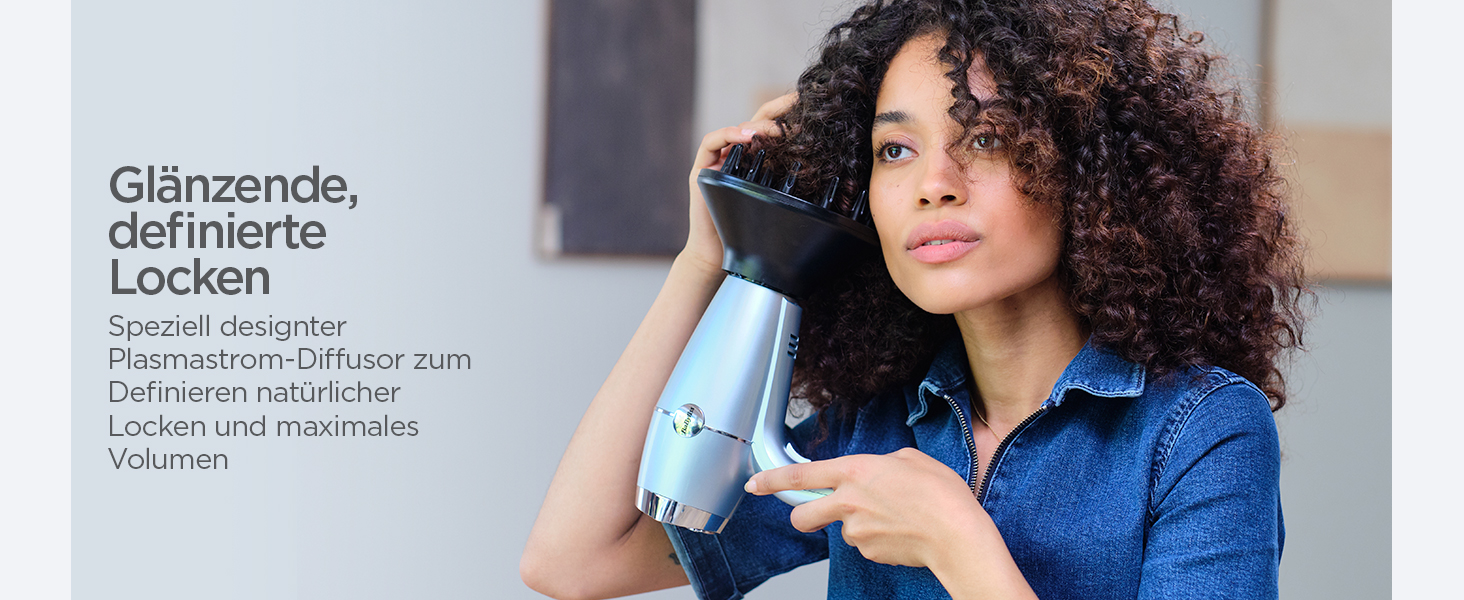 Професійний іонний фен BaByliss Hydro-Fusion 2100W з дифузором та концентратором, плазма-технологія для блиску та гладкості волосся, 3 режими температури, 2 швидкості, синій, D773DE